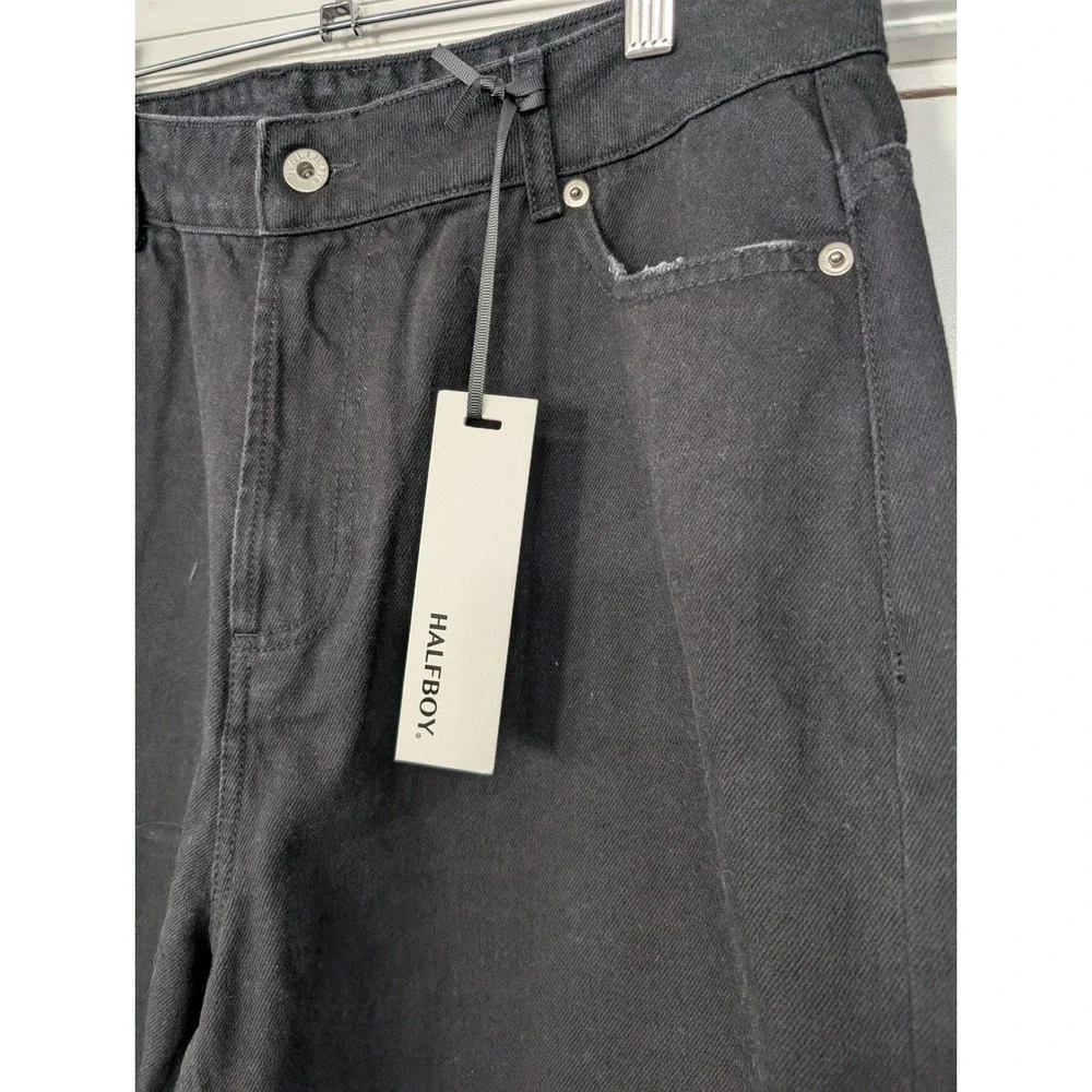 HALFBOY Banana Leg Jeans Women's 31 Black Denim barrel NWTs‎ timeless luxury